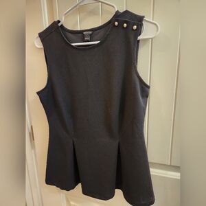 Ann Taylor Black Sleeveless Blouse with Gold Button Detail